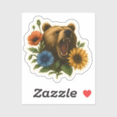 Bär mit Blume Aufkleber (Blatt)