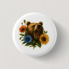 Bär mit Blume Button
