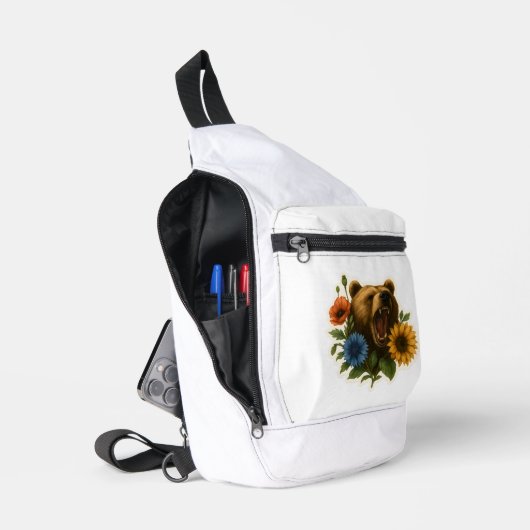 Bär mit Blume Crossbody Bag (Offen)
