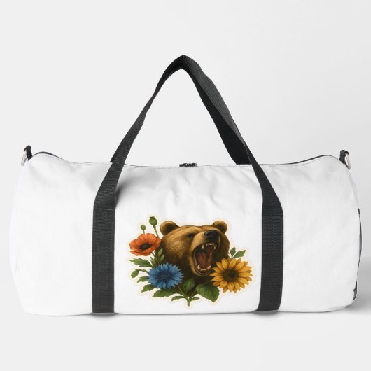 Bär mit Blume Duffle Bag (Vorderseite)