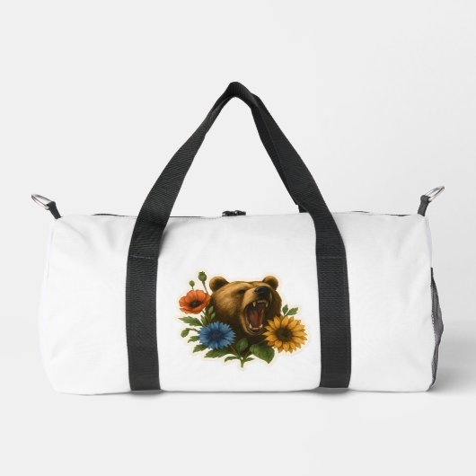 Bär mit Blume Duffle Bag (Vorderseite)