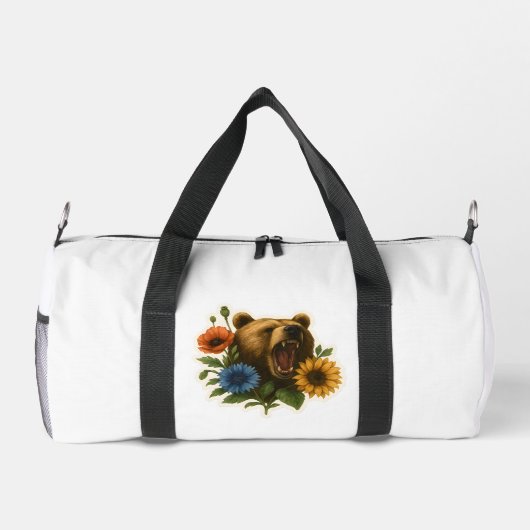 Bär mit Blume Duffle Bag (Rückseite)
