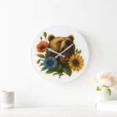 Bär mit Blume Große Wanduhr (Zuhause)