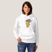 Bär mit Blume Hibiskus Hoodie (Vorne ganz)