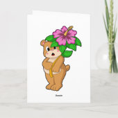 Bär mit Blume Hibiskus Karte (Rückseite)