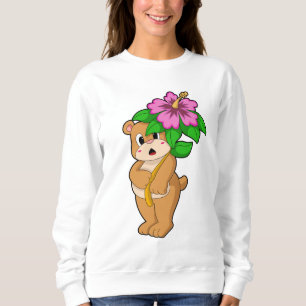 Bär mit Blume Hibiskus Sweatshirt
