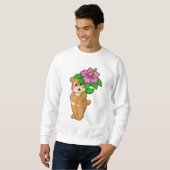 Bär mit Blume Hibiskus Sweatshirt (Vorne ganz)
