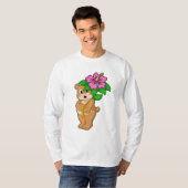 Bär mit Blume Hibiskus T-Shirt (Vorne ganz)