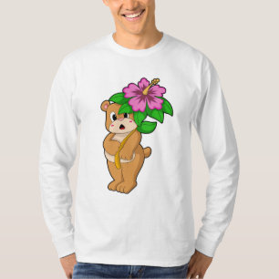 Bär mit Blume Hibiskus T-Shirt