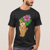 Bär mit Blume Hibiskus T-Shirt (Vorderseite)