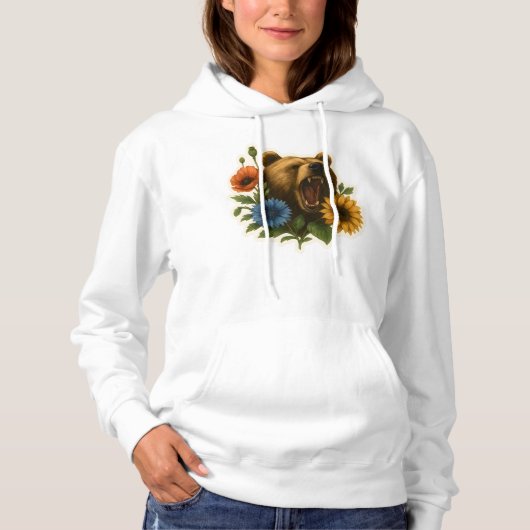 Bär mit Blume Hoodie (Vorderseite)