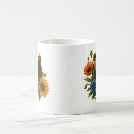 Bär mit Blume Kaffeetasse (Mittel)