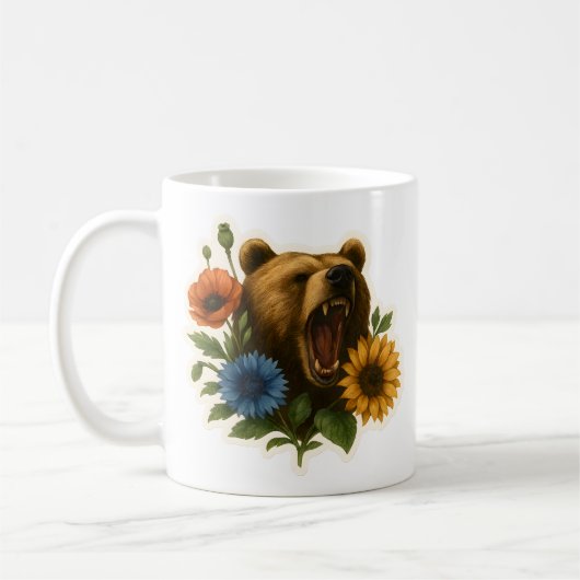 Bär mit Blume Kaffeetasse (Links)