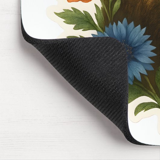 Bär mit Blume Mousepad (Ecke)