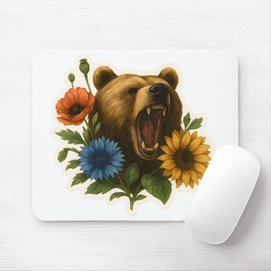 Bär mit Blume Mousepad (Mit Mouse)