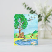 "Bär mit Blume" Postkarte (Stehend Vorderseite)