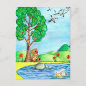 "Bär mit Blume" Postkarte (Vorderseite)