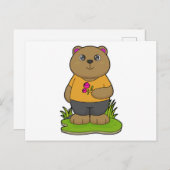 Bär mit Blume Postkarte (Vorne/Hinten)