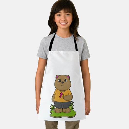 Bär mit Blume Schürze (Insitu)