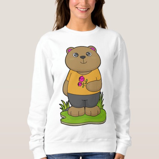 Bär mit Blume Sweatshirt (Vorderseite)