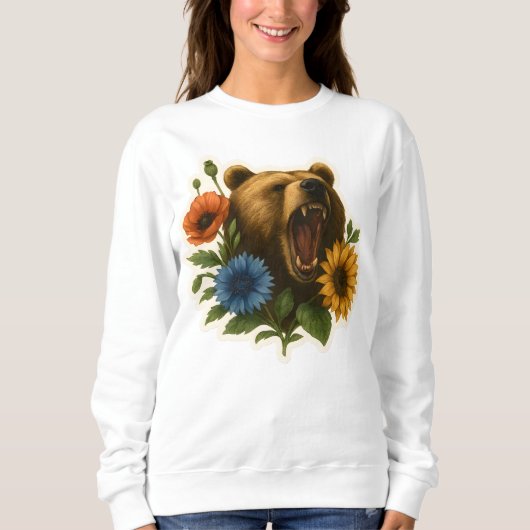 Bär mit Blume Sweatshirt (Vorderseite)