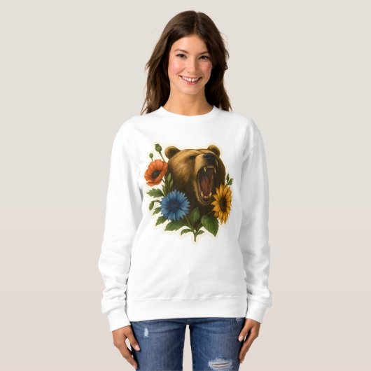 Bär mit Blume Sweatshirt (Vorne ganz)