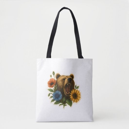 Bär mit Blume Tasche (Vorderseite)