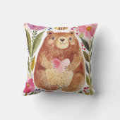 Bär mit Blume und Biene Kissen (Rückseite)