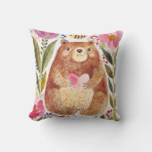 Bär mit Blume und Biene Kissen (Vorderseite)