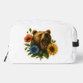 Bär mit Blume Waschbeutel (Rückseite)