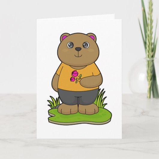 Bär mit Blumen Karte (Vorderseite)