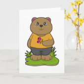 Bär mit Blumen Karte (Gelbe Blume)