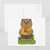 Bär mit Blumen Postkarte (Vorne/Hinten)