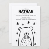 Bär mit Bow-Krawatte, Geburtstag Einladung (Vorne/Hinten)