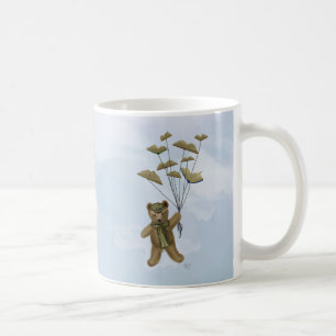 Bär mit Buch-Schmetterlingen 3 Kaffeetasse