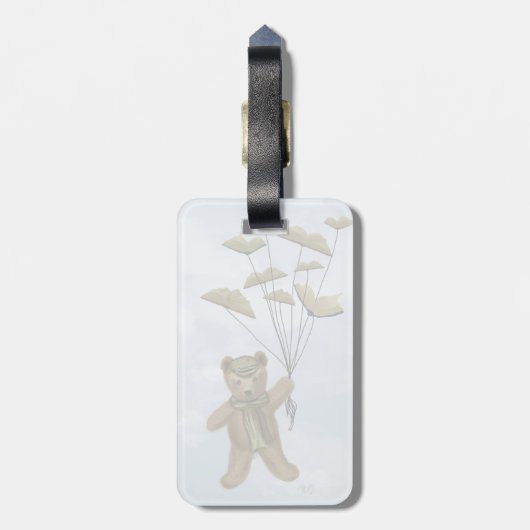 Bär mit Buchschmetterlingen 3 Gepäckanhänger (Rückseite vertikal)