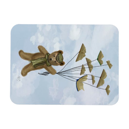 Bär mit Buchschmetterlingen 3 Magnet (Horizontal)