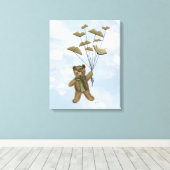 Bär mit Buchschmetterlingen Leinwanddruck (Insitu (Holzboden))