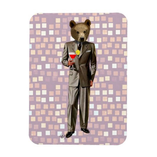 Bär mit Cocktail Magnet (Vertikal)