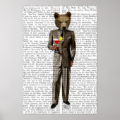 Bär mit Cocktail Poster (Vorne)