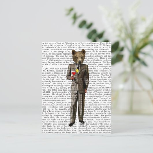 Bär mit Cocktail Postkarte (Stehend Vorderseite)