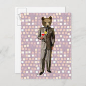 Bär mit Cocktail Postkarte (Vorne/Hinten)