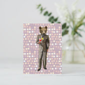 Bär mit Cocktail Postkarte (Stehend Vorderseite)