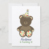 Bär mit dem Party des Einladung (Vorderseite)