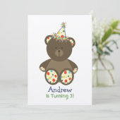 Bär mit dem Party des Einladung (Stehend Vorderseite)