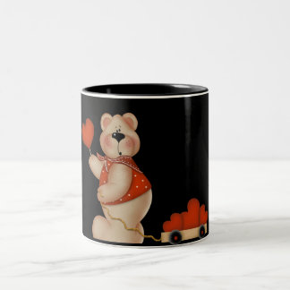 Bär mit dem Wagen der Herz-Tasse Zweifarbige Tasse