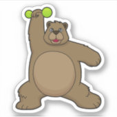 Bär mit Dumbell an der Yoga-Fitness Aufkleber (Vorderseite)