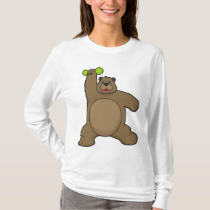 Bär mit Dumbell an der Yoga-Fitness T-Shirt