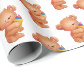 Bär mit Eiscreme Geschenkpapier (Rolleneckpunkt)