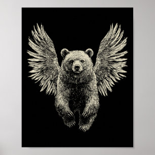 Bär mit Engel Wings Retro Wildlife Artefakt Flyin Poster